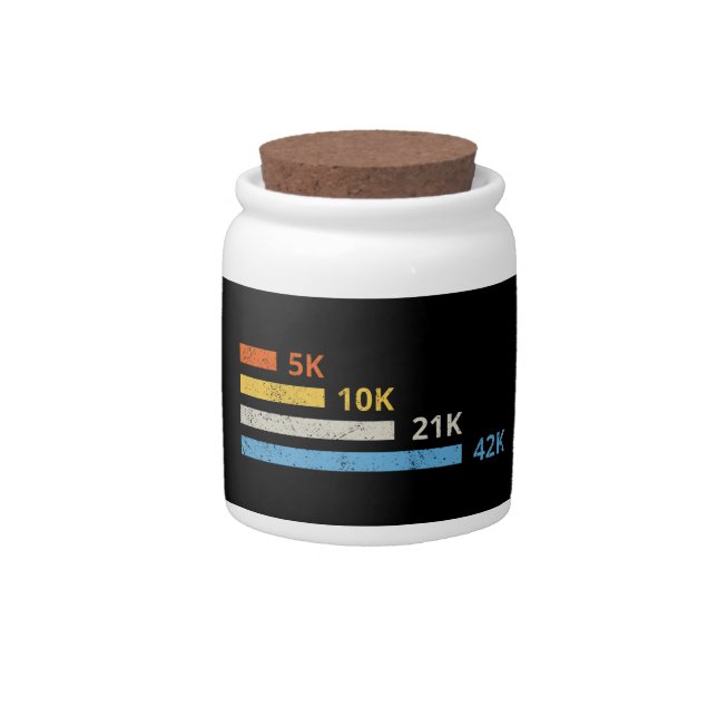 Running Distances II - 5K 10K 21K 42K Marathoner Candy Jar (Front)