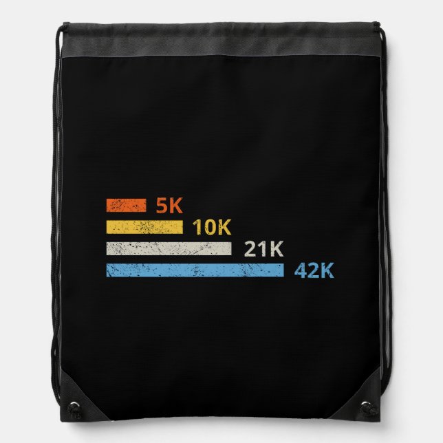 Running Distances II - 5K 10K 21K 42K Marathoner Drawstring Bag (Front)