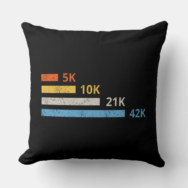 Running Distances II - 5K 10K 21K 42K Marathoner Throw Pillow (Front)
