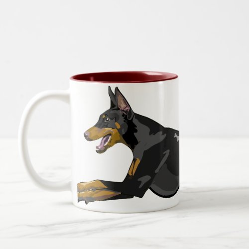 Running Doberman Black Two_Tone Coffee Mug