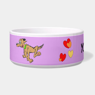 Running Dog Cartoon Cust. Photo Pet Bowl