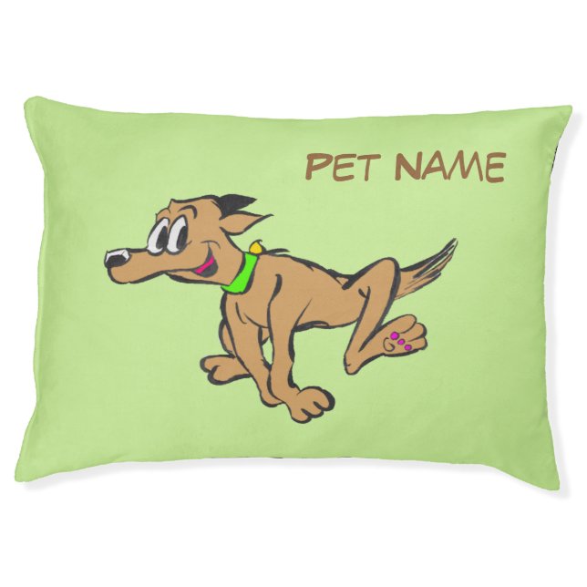 Running Dog Cartoon Customizable Dog Bed (Front)