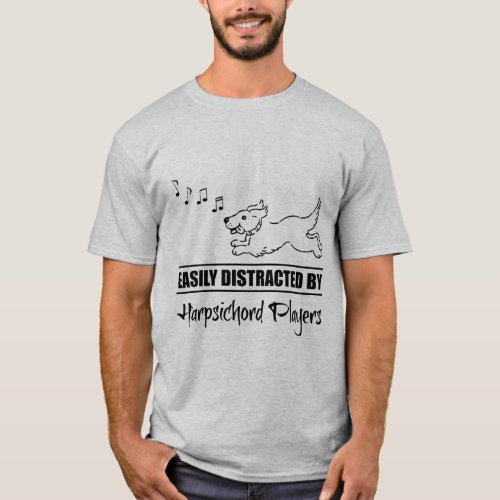 Running Dog Easily Distracted by Harpsichord Players T-Shirt