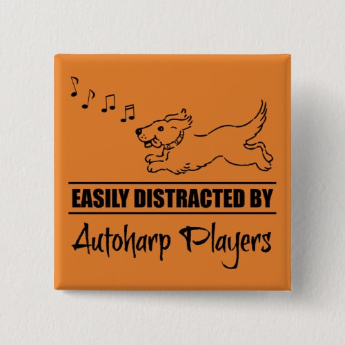 Running Dog Easily Distracted by Autoharp Players Square Button