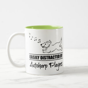 Running Dog Easily Distracted by Autoharp Players Two-Tone Coffee Mug