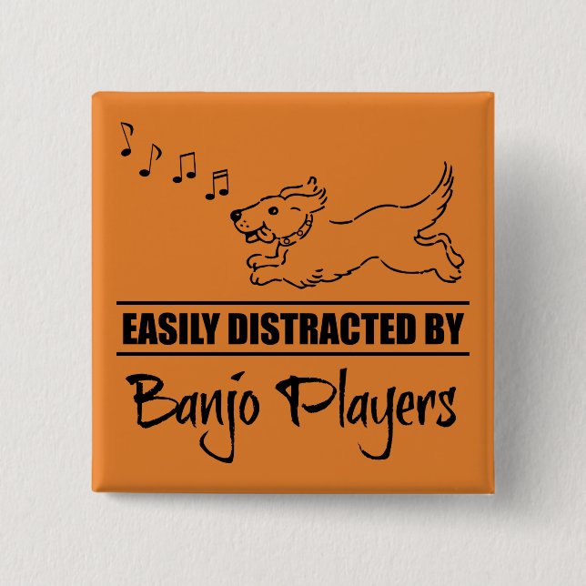 Running Dog Easily Distracted by Banjo Players Button (Front)