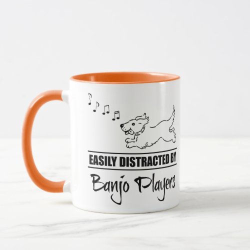 Running Dog Easily Distracted by Banjo Players Music Notes Coffee Mug