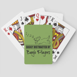 Running Dog Easily Distracted by Banjo Players Poker Cards