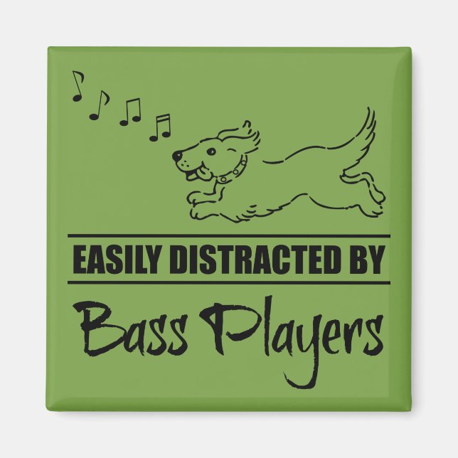 Running Dog Easily Distracted by Bass Players Magnet (Front)