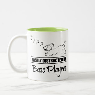 Running Dog Easily Distracted by Bass Players Two-Tone Coffee Mug
