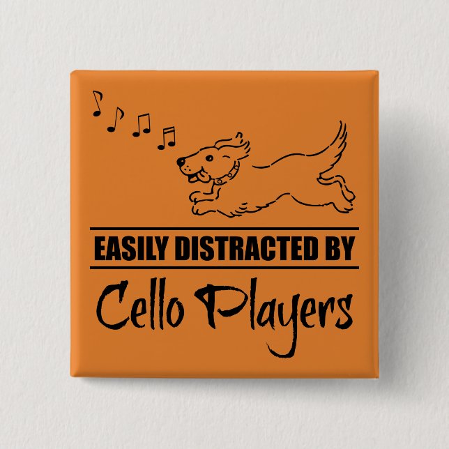 Running Dog Easily Distracted by Cello Players Button (Front)