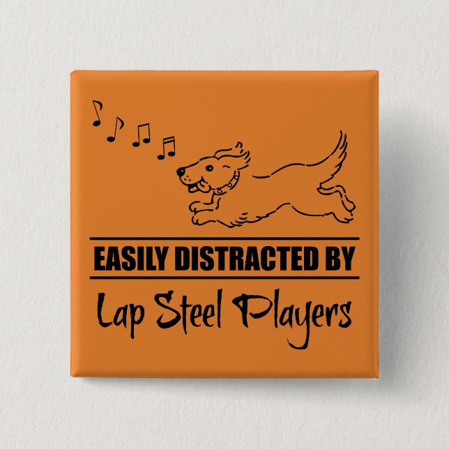 Running Dog Easily Distracted by Lap Steel Players Button (Front)
