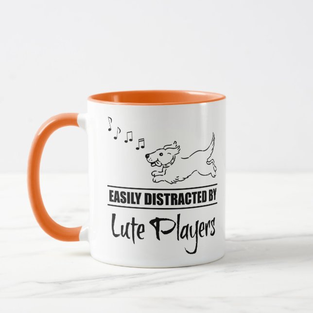 Running Dog Easily Distracted by Lute Players Mug (Left)