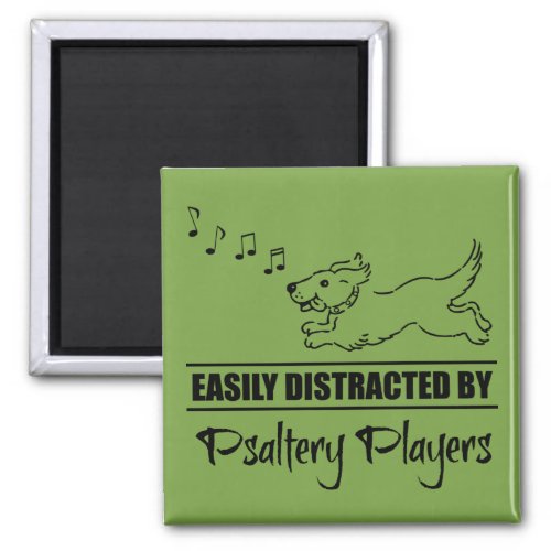 Running Dog Easily Distracted by Psaltery Players Square Magnet
