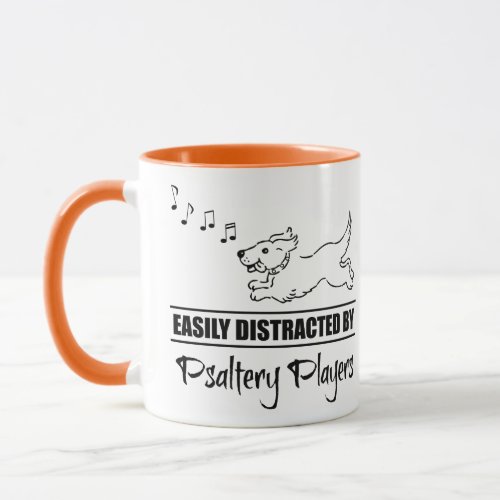 Running Dog Easily Distracted by Psaltery Players Music Notes Coffee Mug