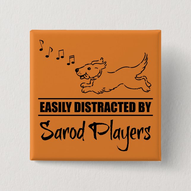 Running Dog Easily Distracted by Sarod Players Button (Front)