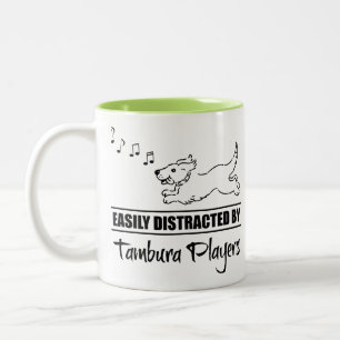 Running Dog Easily Distracted by Tambura Players Two-Tone Coffee Mug