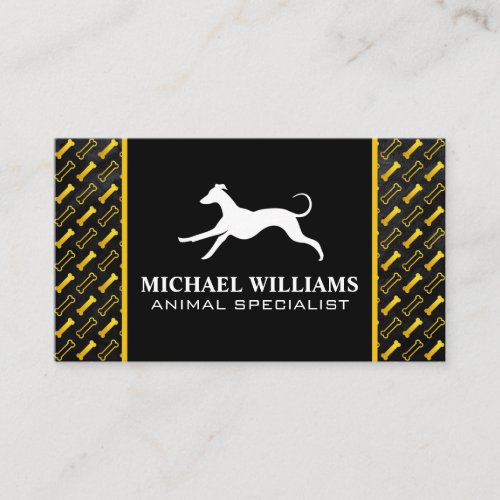 Running Dog Logo  Golden Bones Pattern Business Card