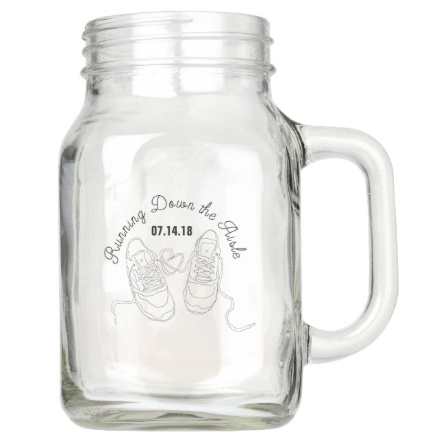 Running Down the Aisle Wedding Favor Mason Jar (Front)