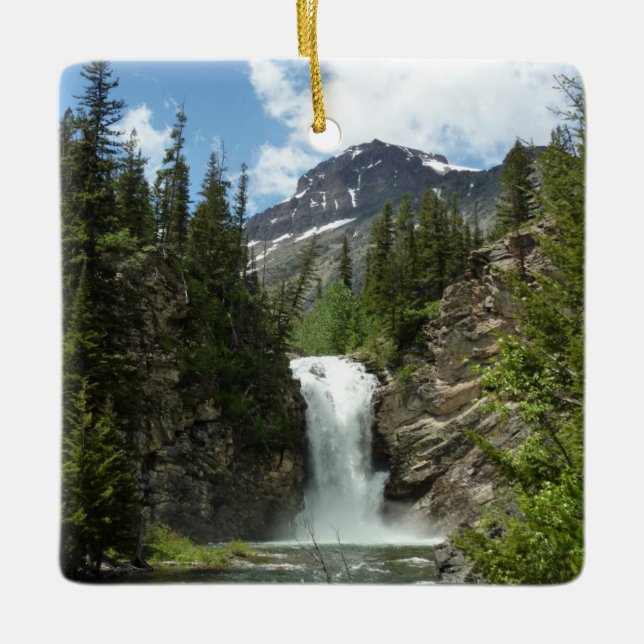 Running Eagle Falls at Glacier National Park Ceramic Ornament (Front)