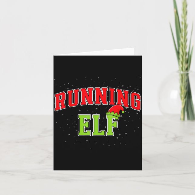 Running Elf Christmas Family Matching Group Xmas R Card (Front)