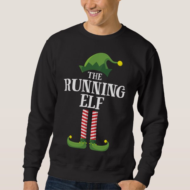 Running Elf Matching Family Christmas Party Sweatshirt (Front)