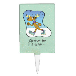 Running Exercise Reindeer Christmas Cake Topper