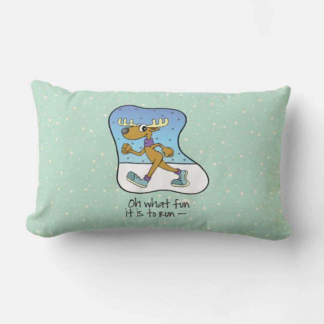 Running Exercise Reindeer Christmas Lumbar Pillow (Front)