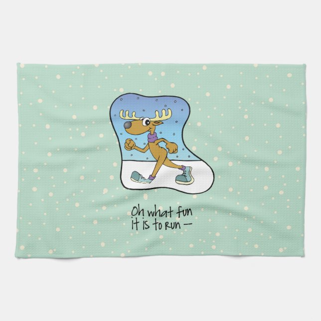 Running Exercise Reindeer Christmas Towel (Horizontal)