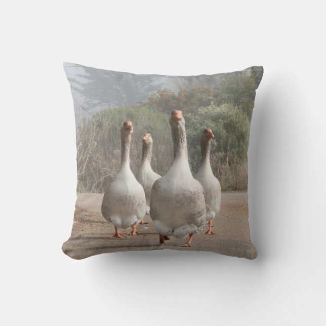 Running Family of Geese Throw Pillow (Front)