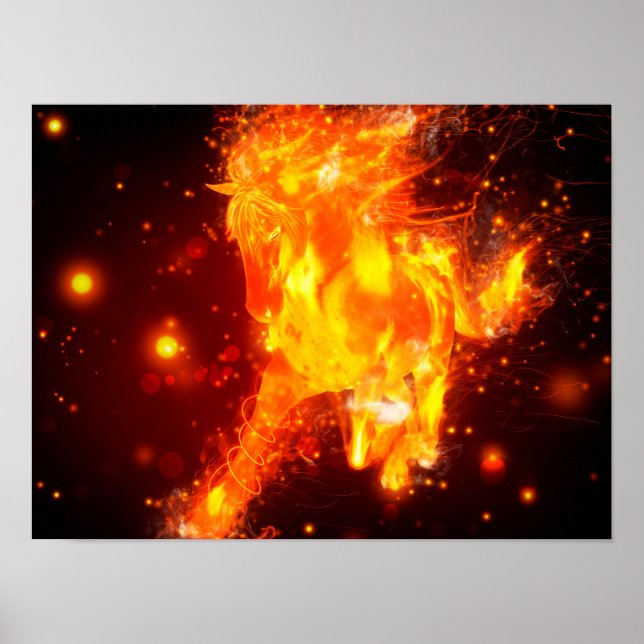 Running fire horse design poster (Front)