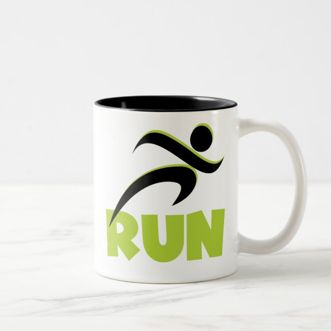 Running Fitness Run Green Two-Tone Coffee Mug (Right)