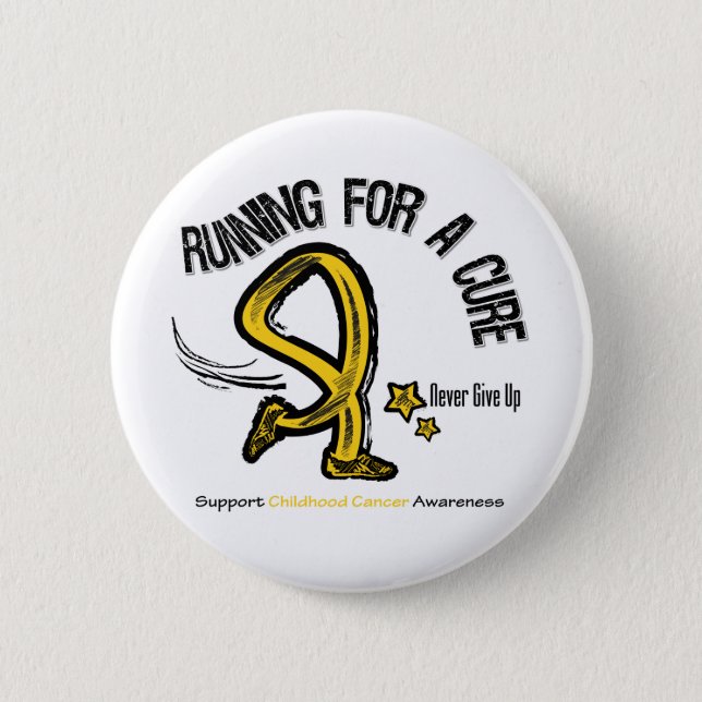 Running For A Cure Childhood Cancer Pinback Button (Front)