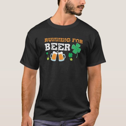 Running For Beer Funny St Patricks Day Irish Gif T_Shirt