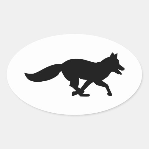 Running fox oval sticker