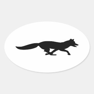 Running fox oval sticker