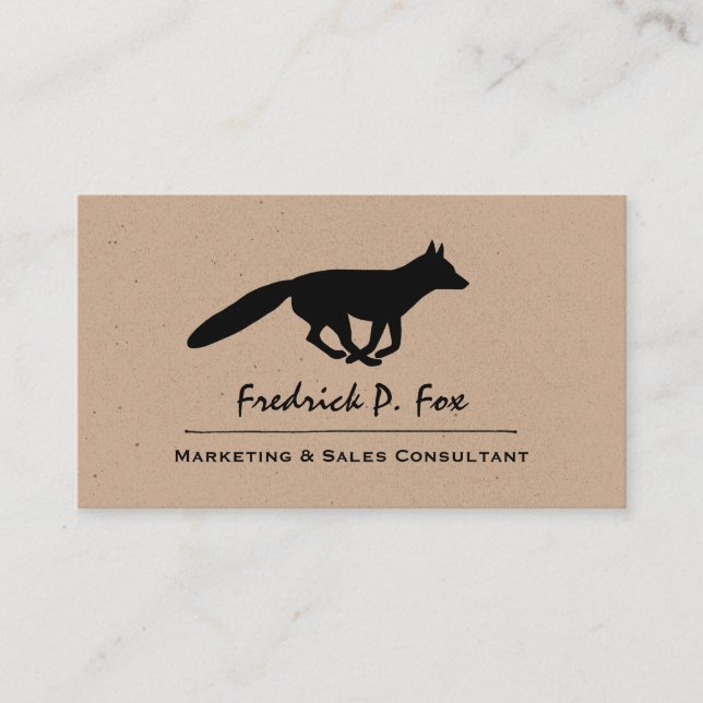 Running Fox Silhouette | Wildlife Animal Business Card (Front)