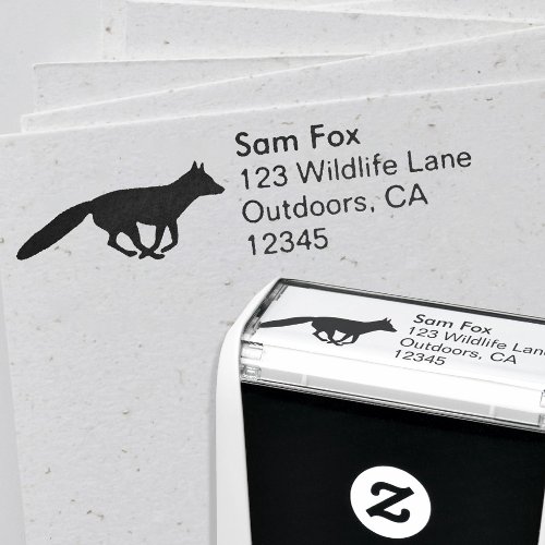 Running Fox Silhouette Wildlife Return Address Self_inking Stamp