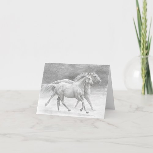 Running Free Horses Blank Note Card