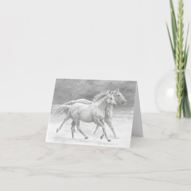 Running Free Horses Blank Note Card (Front)