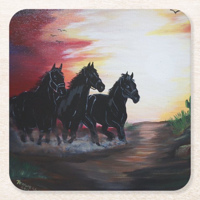 Running free square paper coaster (Front)