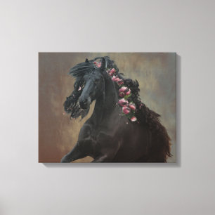 Running Friesian - Wrapped Canvas Print