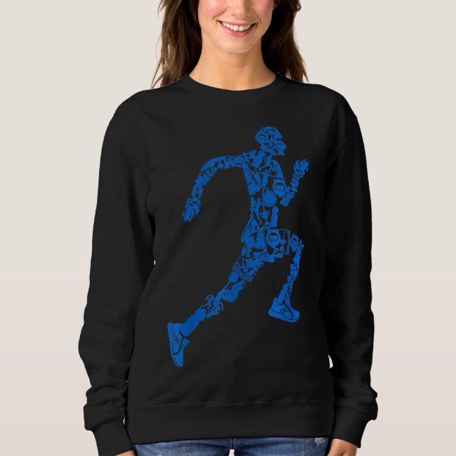 Running Gear Whistle Sneaker Trophy Stopwatch Runn Sweatshirt (Front)