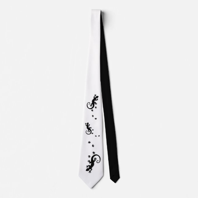 Running Gecko black + your background & ideas Neck Tie (Front)