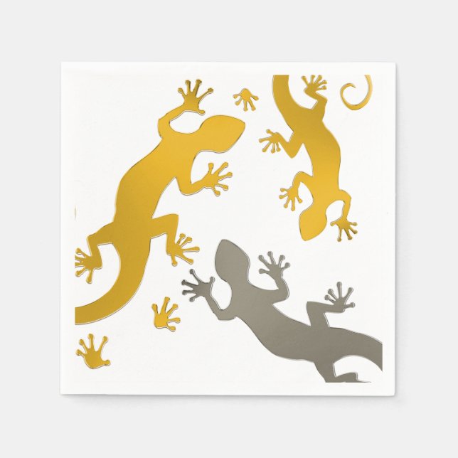 Running Gecko gold silver + your background & Idea Napkins (Front)