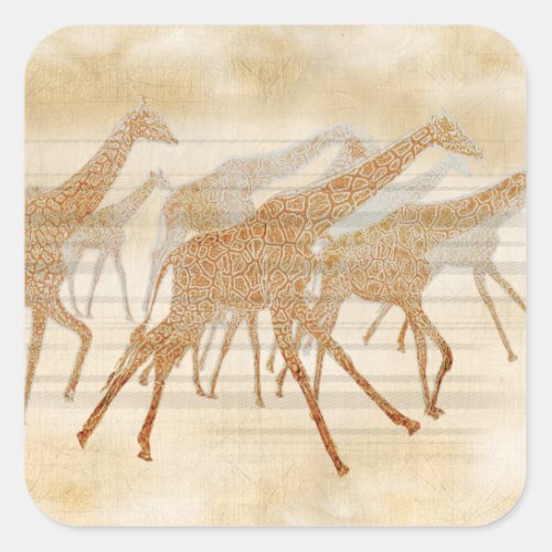 Running Giraffes Square Sticker