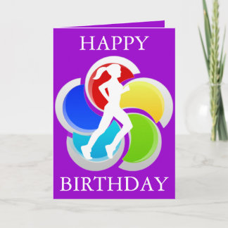 Running Girl Happy Birthday Greeting Card