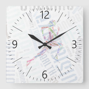 Running girl square wall clock