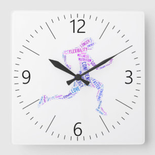 Running girl square wall clock
