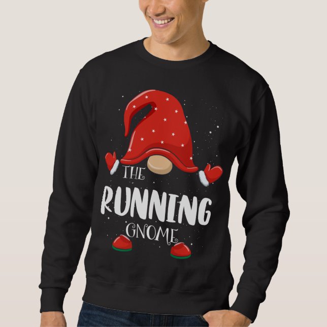 Running Gnome Matching Family Christmas Pajama Sweatshirt (Front)